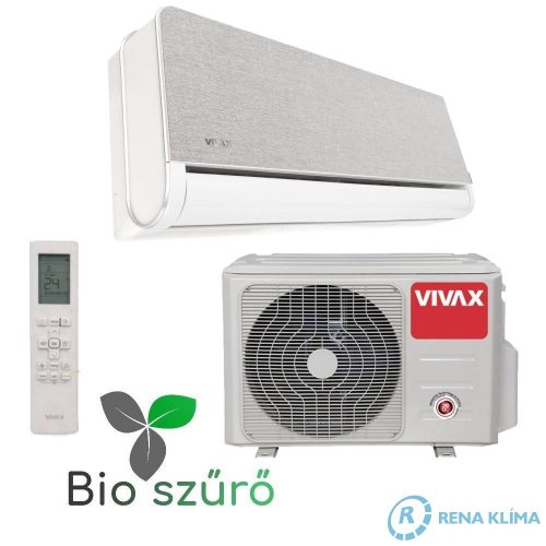 VIVAX H+ DESIGN Klíma ACP-12CH35AEHI+ SILVER 3,5 kW Ionizáló 180° Airflow Bio Hepa Szűrőrendszer Ezüst színű