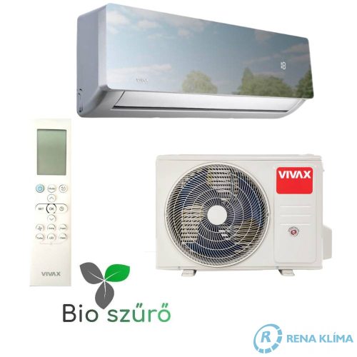 VIVAX R+ DESIGN SILVER MIRROR Klíma ACP-12CH35AERI+ 3,5 kW Fényes elegáns dizájn energiahatékony Bio Hepa szűrővel Ezüst színű